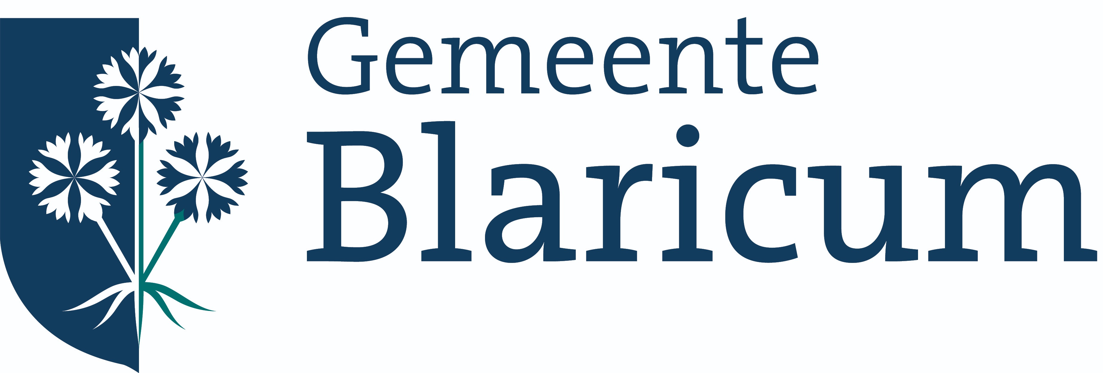 Logo van de gemeente Blaricum met gestileerde bloemen en tekst.